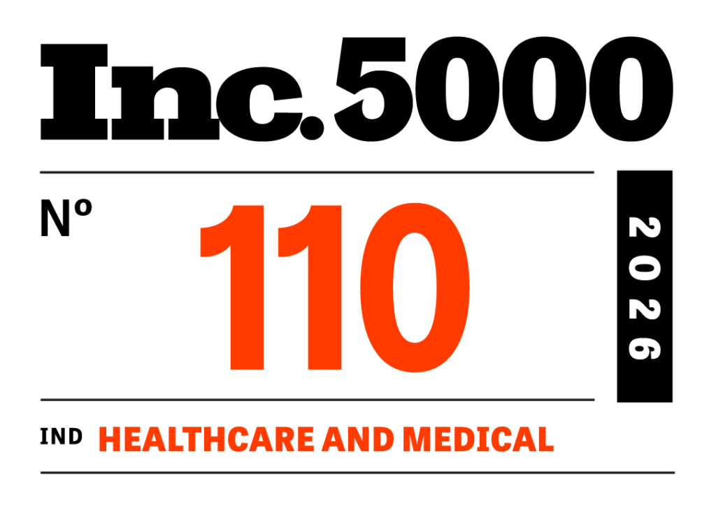 Inc. 5000 badge showing rank 110 for 2026 in the Healthcare and Medical industry. Text is bold, with 110 in large orange numbers.